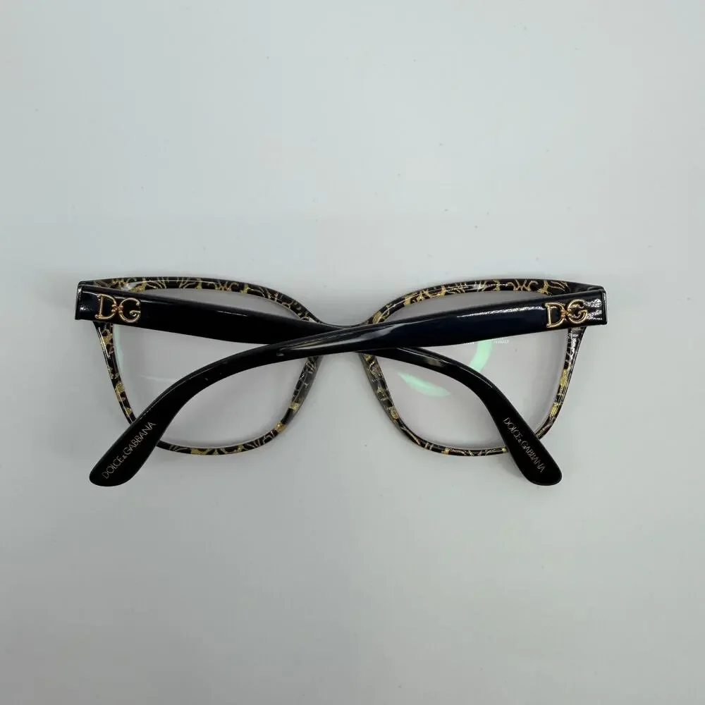 DOLCE & GABBANA DG 3321 3215 Black Damasco Gold Glitter Made in Italy 54-17-140